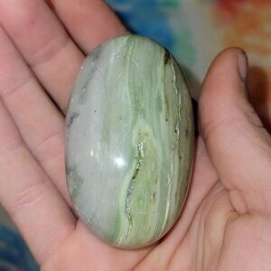 Green and White Polished Stone